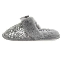 Badgley Mischka Girls’ Glitter Scuff Slippers With Faux-Fur Lining -Badgley Mischka shop O BM92064H SILV 3 19849.1670963975