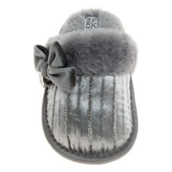 Badgley Mischka Girls' Faux-Fur Slippers With Glitter Lines -Badgley Mischka shop O BM92065H SILV 12 89095.1670964672