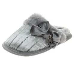 Badgley Mischka Girls' Faux-Fur Slippers With Glitter Lines -Badgley Mischka shop O BM92065H SILV 8 28301.1670964672