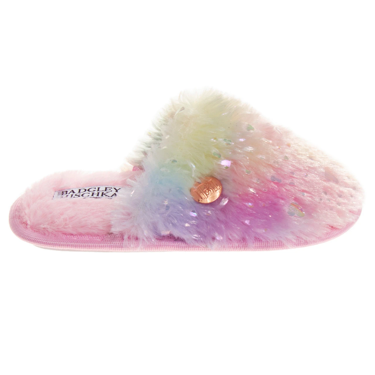 Badgley Mischka Girls' Rainbow Faux-Fur Slippers 4 Badgley Mischka Girls' Rainbow Faux-Fur Slippers - Image 2