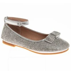 Badgley Mischka Girls’ Rhinestone Slip-On Ballet Flat With Bow -Badgley Mischka shop O BM92186M SILV 1 40605.1670962209