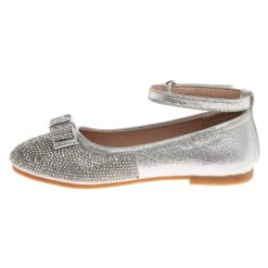 Badgley Mischka Girls’ Rhinestone Slip-On Ballet Flat With Bow -Badgley Mischka shop O BM92186M SILV 3 69882.1670962209