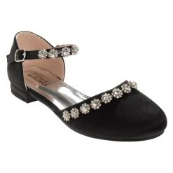 Badgley Mischka Girls’ Satin 2-Piece Flats With Flower Embellishments