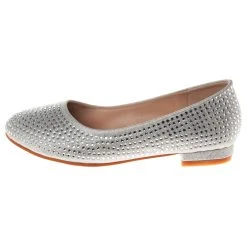 Badgley Mischka Girls’ Rhinestone Slip-On Ballet Flats -Badgley Mischka shop O BM92461M SILV 3 52839.1670961863