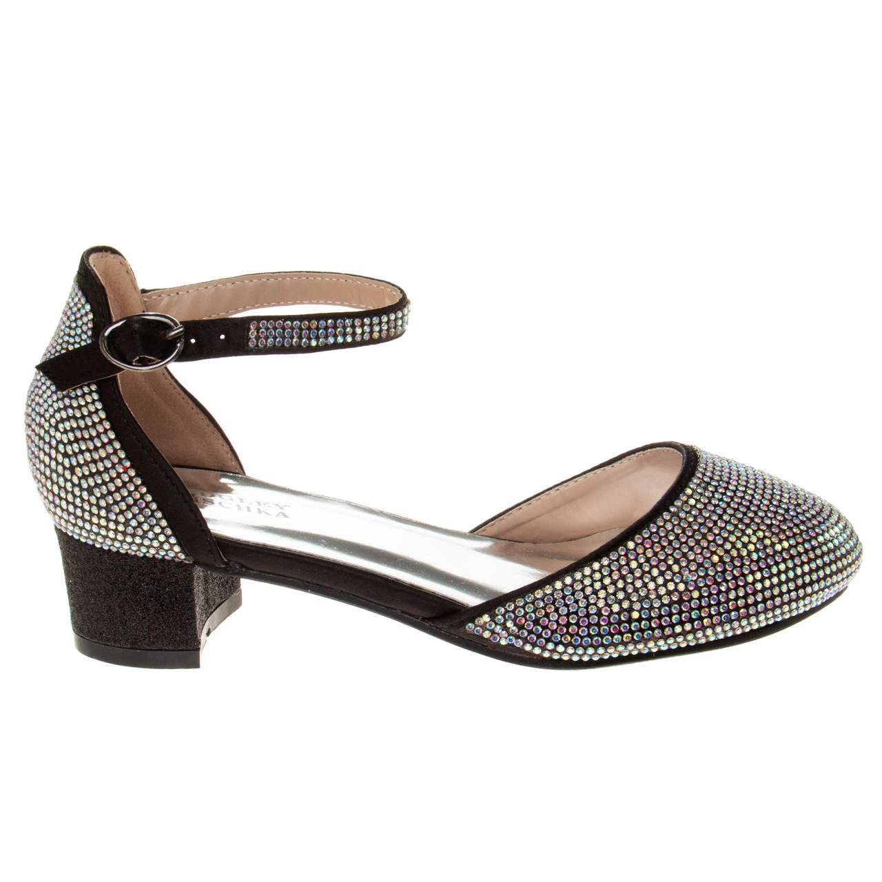 Badgley Mischka Girls’ Studded Block Heeled 2-Piece Dress Shoe 4 Badgley Mischka Girls’ Studded Block Heeled 2-Piece Dress Shoe - Image 2