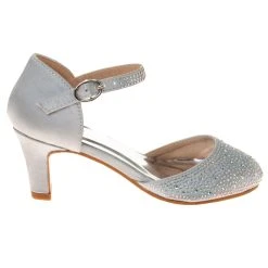 Badgley Mischka Girls’ Rhinestone Block Heeled 2-Piece Dress Shoes -Badgley Mischka shop O BM92478N SILV 2 94769.1670962055