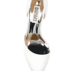 Badgley Mischka Ozara II Crystal Heel Pump -Badgley Mischka shop OZARA II MP5115B WHTSAT 5 TOP VIEW 27444 15439.1624950249