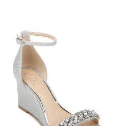 Jewel Badgley Mischka Peggy Crystal Embellished Wedge -Badgley Mischka shop PEGGY JW3807 SILGLT 1 FRONT VIEW 37059 68148.1678499394