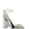 Badgley Mischka Poppy Rhinestone Bejeweled Block Heel -Badgley Mischka shop POPPY MP6808 SILSAT 1 10677.1678470108