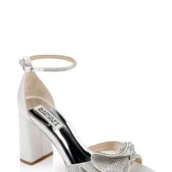 Badgley Mischka Poppy Rhinestone Bejeweled Block Heel -Badgley Mischka shop POPPY MP6808 WHTSAT 1 86485.1678470108