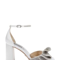 Badgley Mischka Poppy Rhinestone Bejeweled Block Heel -Badgley Mischka shop POPPY MP6808 WHTSAT 2 32340.1672871915
