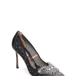 Badgley Mischka Quintana Crystal Ornamented Pump -Badgley Mischka shop QUINTANA MP4510 BLKSAT 1.1200 78431 42010.1624951491
