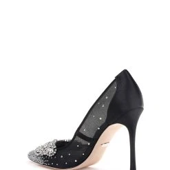 Badgley Mischka Quintana Crystal Ornamented Pump -Badgley Mischka shop QUINTANA MP4510 BLKSAT 2.1200 72374 79348.1624951491