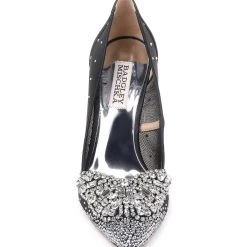 Badgley Mischka Quintana Crystal Ornamented Pump -Badgley Mischka shop QUINTANA MP4510 BLKSAT 4.1200 91300 86759.1624951491