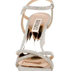 Badgley Mischka Reagan Open-Toe Wedge Heel -Badgley Mischka shop REAGAN MP5909 PLATNM 4 FRONT VIEW 14376 90311.1613604241
