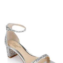 Jewel Badgley Mischka Reese Simple Block Heel Sandal -Badgley Mischka shop REESE JW4624 SILGLT 1 81234.1678473993