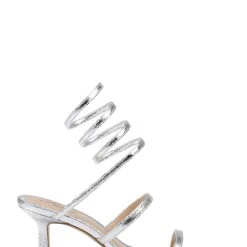 Jewel Badgley Mischka Reina Metallic Wrapped Ankle Stiletto Heel -Badgley Mischka shop REINA JW4622 SILTXL 2 64739.1672873473