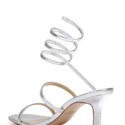 Jewel Badgley Mischka Reina Metallic Wrapped Ankle Stiletto Heel -Badgley Mischka shop REINA JW4622 SILTXL 3 04466.1672873473