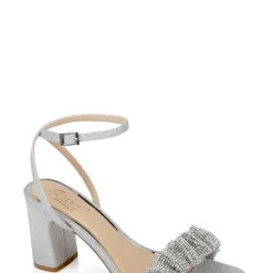 Jewel Badgley Mischka Rita Bejeweled Strap Block Heel -Badgley Mischka shop RITA JW4617 SILGLT 1 42379.1672873453