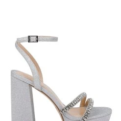 Jewel Badgley Mischka Rochel Platform Block Heel With Gemstone Embellished Straps -Badgley Mischka shop ROCHEL JW4613 SILGLT 2 69521.1672873441