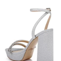 Jewel Badgley Mischka Rochel Platform Block Heel With Gemstone Embellished Straps -Badgley Mischka shop ROCHEL JW4613 SILGLT 3 57886.1672873441