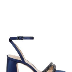 Jewel Badgley Mischka Rosa Block Heel Sandal With Gemstone Straps -Badgley Mischka shop ROSA JW4611 NVYSAT 2 08082.1672873425