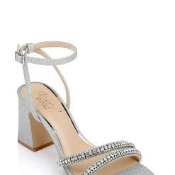 Jewel Badgley Mischka Rosa Block Heel Sandal With Gemstone Straps -Badgley Mischka shop ROSA JW4611 SILGLT 1 28985.1672873426