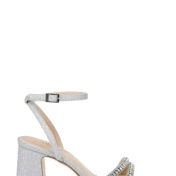 Jewel Badgley Mischka Rosa Block Heel Sandal With Gemstone Straps -Badgley Mischka shop ROSA JW4611 SILGLT 2 90513.1672873426