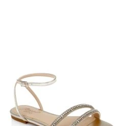 Jewel Badgley Mischka Roslyn Metallic Flat Sandal With Crystals -Badgley Mischka shop ROSLYN JW4609 GLDMET 1 96137.1672873413