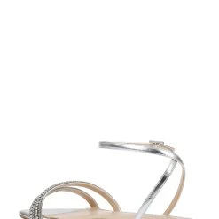 Jewel Badgley Mischka Roslyn Metallic Flat Sandal With Crystals -Badgley Mischka shop ROSLYN JW4609 SILMET 3 87985.1672873413