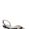 Badgley Mischka Saga Crystal Buckle Pointed Toe Flat -Badgley Mischka shop SAGA MP6605 BLKSAT 1 19689.1661979525