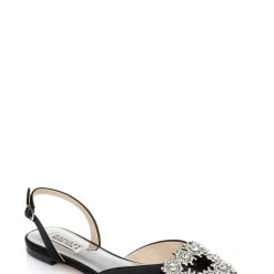 Badgley Mischka Saga Crystal Buckle Pointed Toe Flat