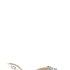 Badgley Mischka Saga Crystal Buckle Pointed Toe Flat -Badgley Mischka shop SAGA MP6605 WHTSAT 2 43799.1661977451