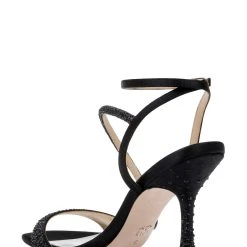 Badgley Mischka Sally Curvy Heel Stiletto Sandal -Badgley Mischka shop SALLY MP6608 BLKSAT 3 21913.1661977474