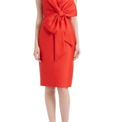 Badgley Mischka Strapless Front Bow Cocktail Dress