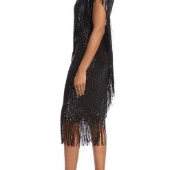 Badgley Mischka Sequin Fringe Cocktail Dress -Badgley Mischka shop SC2800B BLCK 2 55793.1663608529