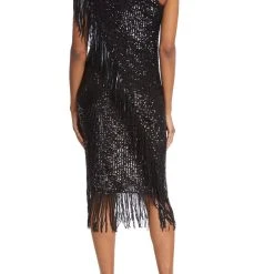 Badgley Mischka Sequin Fringe Cocktail Dress -Badgley Mischka shop SC2800B BLCK 3 45702.1663608529