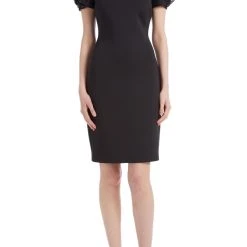 Badgley Mischka Rosette Sleeve Cocktail Dress