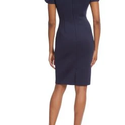 Badgley Mischka Rosette Sleeve Cocktail Dress -Badgley Mischka shop SC2859A NAVY 3 60603.1663609409