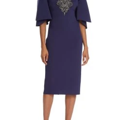 Badgley Mischka Embellished Bodice Cocktail Dress