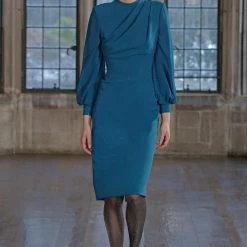 Badgley Mischka Pleated Neck Cocktail Dress -Badgley Mischka shop SC3659 VOGUE 03605.1660676909