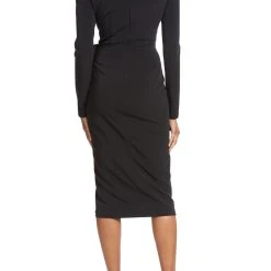 Badgley Mischka Boat-Neck Bow And Ruffle Cocktail Dress -Badgley Mischka shop SC3674 BLCK 3 32106.1656449495