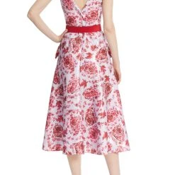 Badgley Mischka Belted Floral Dress With Beaded Pockets -Badgley Mischka shop SC3801 LIMU 3 41476.1666735044