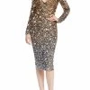 Badgley Mischka Ombre Sequined Sheath Dress With Paillettes