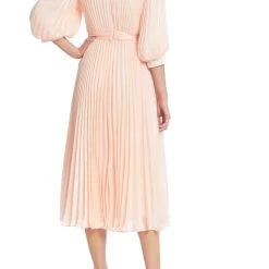 Badgley Mischka Pleated Midi Collar Dress -Badgley Mischka shop SC3827 BLSH 3 44975.1669679318