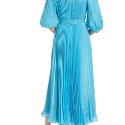 Badgley Mischka Pleated Midi Collar Dress -Badgley Mischka shop SC3827 TURQ 3 99028.1669679318