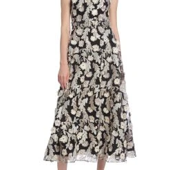 Badgley Mischka Floral Embellished Halter Dress