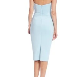 Badgley Mischka Strapless Front Bow Sheath Cocktail Dress 7 Badgley Mischka Strapless Front Bow Sheath Cocktail Dress -Badgley Mischka shop SC3842 AZUR 3 57258.1674597374