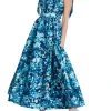 Badgley Mischka Printed Bow Shoulder Midi Dress -Badgley Mischka shop SC3848 TLMU 1 60219.1674597378