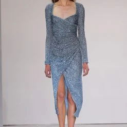 Badgley Mischka Ombre Sequined Long Sleeve Cocktail Dress -Badgley Mischka shop SC3904 RUNWAY 52423.1674598411